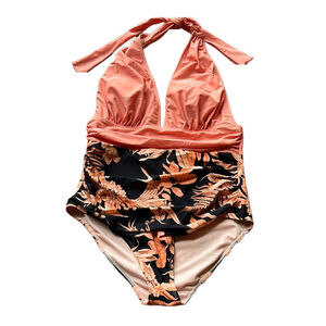 Floral Halter One-Piece Swimsuit